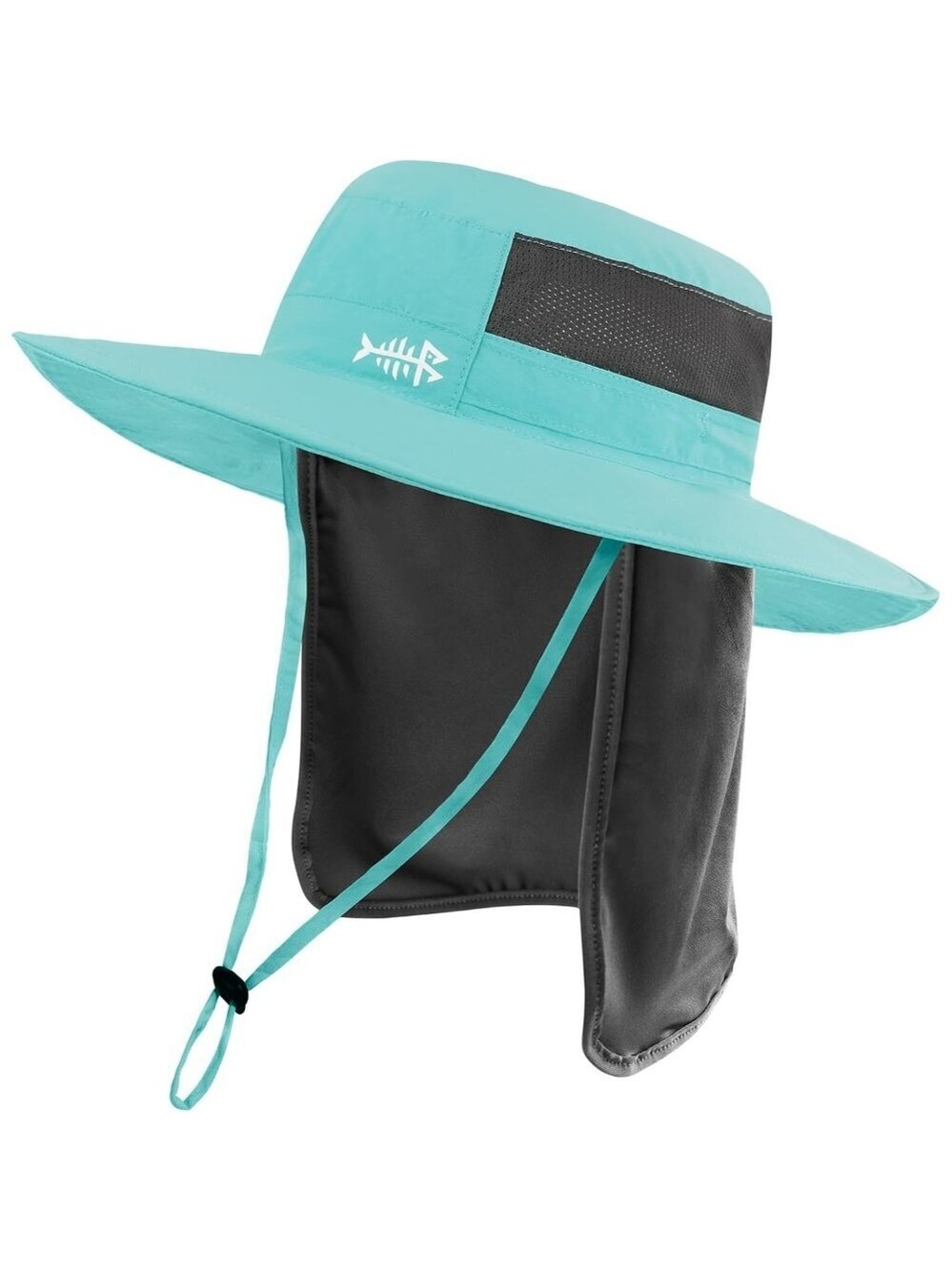 Unisex Turquoise 100% Nylon Wide Brim Mesh Vent Neck Flap Classic Cowboy Hat
